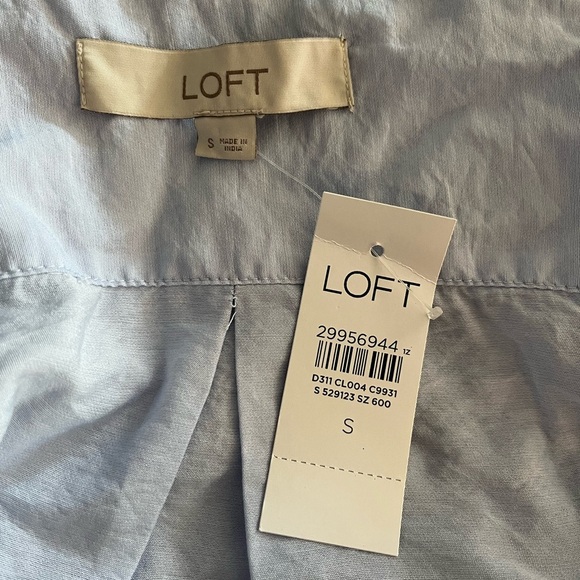 NWT LOFT Baby Blue Rayon Semi Sheer Button Down - Picture 8 of 10